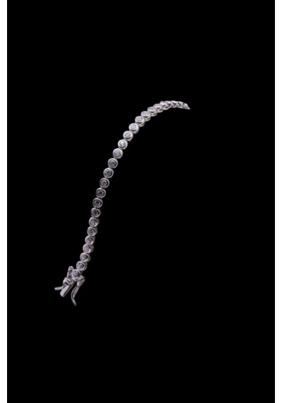 Modagümüşevi 925 Ayar Gümüş Su Yolu Kadın Bileklik Yuvarlak Kesim 3.5 Mm