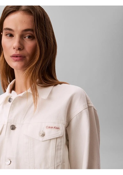 Calvin Klein 90s Trucker Chalk Wh, Asn Beyaz Erkek Kot Ceket Calvin Klein 90s Trucker Chalk Wh, Asn Beyaz Erkek Kot Ceket