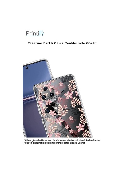 Redmi A2 Plus Slim Fit Kapak Floral Kırmızı Tasarımlı Şeffaf Silikon