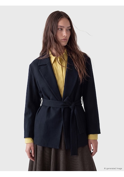 Lcw Modest Lacivert Kuşaklı Kadın Blazer Ceket