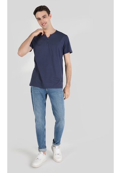 Colin'S Regular Fit Bisiklet Yaka Basic Lacivertvert Erkek Kısa Kol Tişört Cl1062745_Q1.V1_Nav