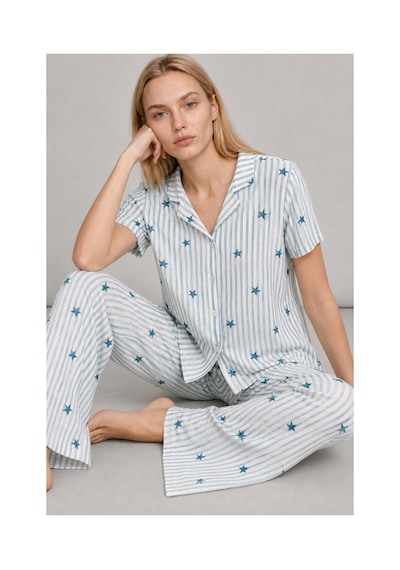 Fit Women Kadın Kısa Kollu Rahat Mavi Pijama Takımı 4728