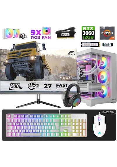Xaser Star X420 R7-7800X3D 16 GB 1 TB SSD 12 GB RTX3060 27" Dos NVME Masaüstü Oyuncu Bilgisayarı