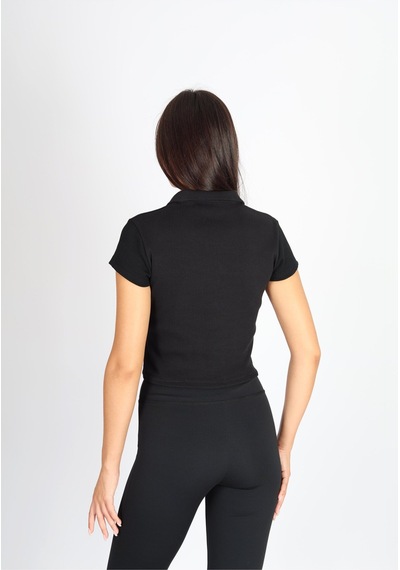 Soft&Basic Polo Yaka Ve Patlı Kaşkorse T-shirt Siyah