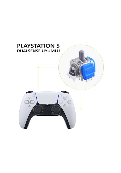 Ps5 Manyetik Motor 2+2 Set Mavi Krom Analog Topuz Hall Sensör Playstation 5 Yedek Parça Siyah