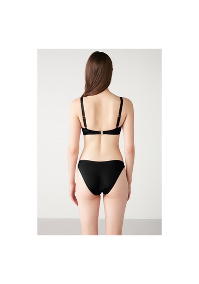 Kom Solena Halka Detaylı Düz Renk Bikini Siyah