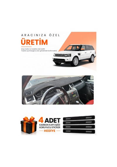 Land Rover Range Rover Sport 2005-2013 Uyumlu Torpido Koruma Örtüsü Oto Kılıfı - Siyah