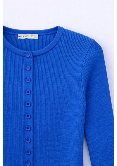 Hiccup Mixray Düğmeli Slim Fit Yivli Örgü Hırka Lacivert 0d