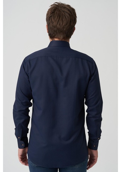 White Stone Beja G2516 Slim Fit Gömlek Laci Laci Lacivert