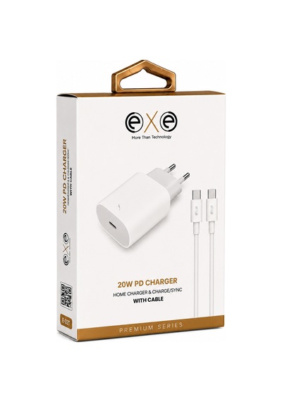 Exe 20w Pd Hızlı Şarj Seti Type-c Kablolu Beyaz