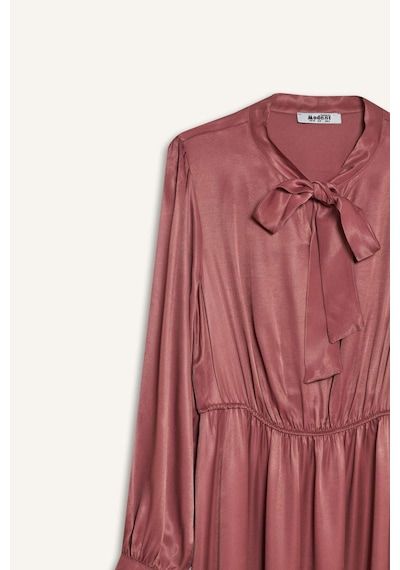 Defacto 	Regular Fit Fiyonk Yaka Saten Uzun Kollu Midi Elbise F0819AX25SP Bordo