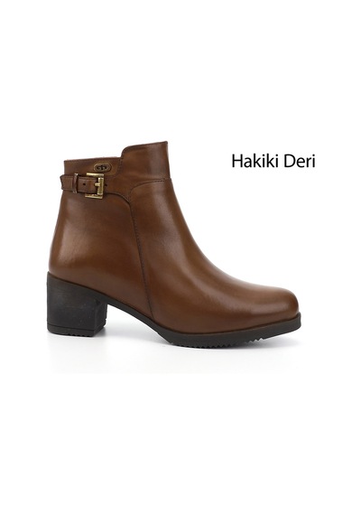 Gönderi(R) Gönderi R Kadın Taba Antik Fermuarlı Kalın Topuklu Hakiki Deri Bot Gkzb13447453 Taba