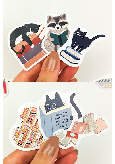 Kitap Temalı Sticker Paketi 20 Parça Bookish Kaliteli Su Geçirmez Laptop Termos Telefon Etiket Seti