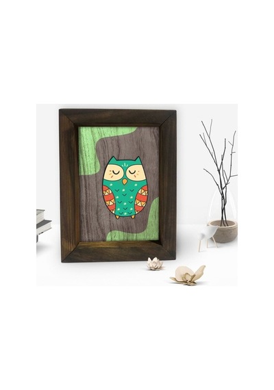 Bk Gift Baykuş Tasarımlı Dekoratif Doğal Masif Ahşap Çerçeve 15X2 (500609997)
