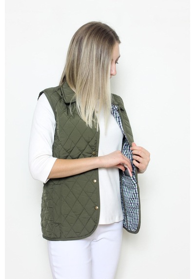 CottonCool Kadın Kapitone Yelek Haki