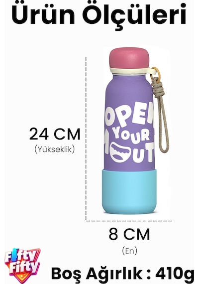 Desenli 550 Ml Pipetli Sızdırmaz Paslanmaz Çelik Termos Matara El Askılı Bpa İçermez 550ml 1103ff Sarı