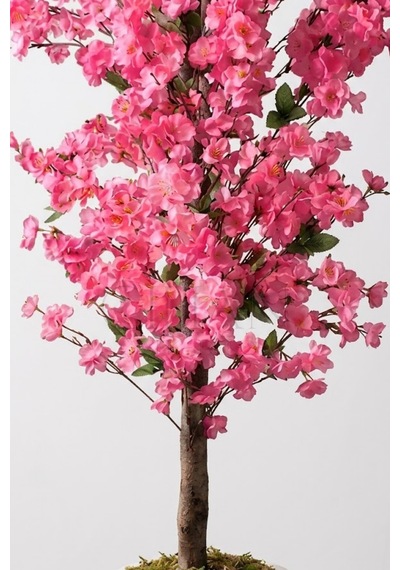 Yapay Pembe Bahar Dalı Ağacı 160 Cm - Beyaz Küre Saksılı Çok Renkli