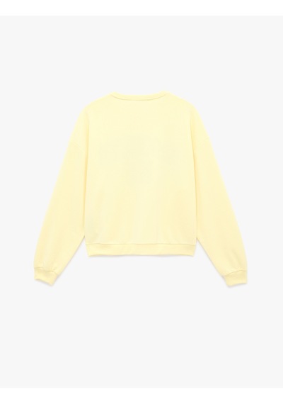 Koton Uzun Kollu Bisiklet Yaka Nakışlı Oversize Sweatshirt Sarı 6sal10415ık Sarı