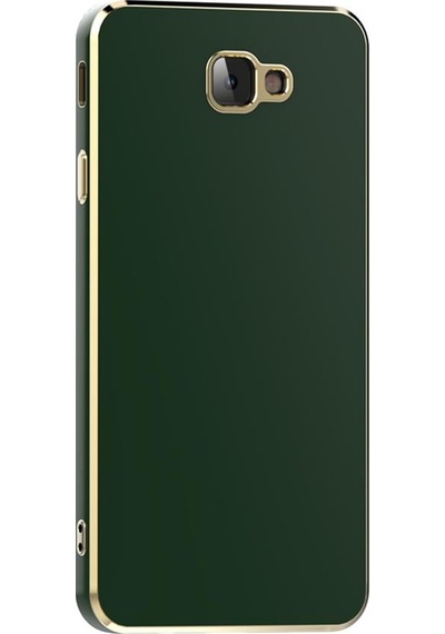 Galaxy J7 Prime Kılıf Kamera Korumalı Altın Kenar Tasarım Silikon