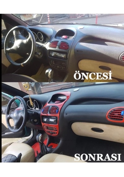 Peugeot 206 Maun Kaplama Set Kırmızı Renk Özel Dizayn