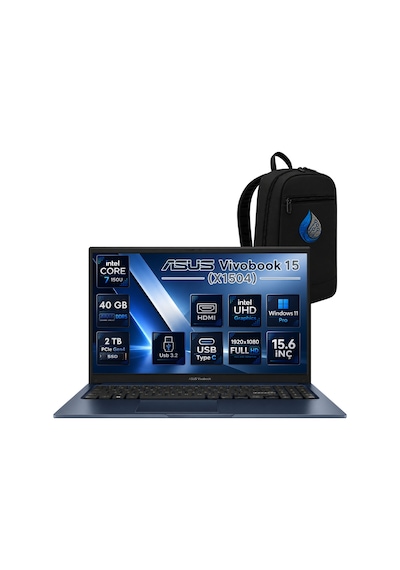 Asus VivoBook 15 X1504VA-BQ5456RNP15 Core 7 150U 40 GB 2 TB SSD 15.6" W11P Dizüstü Bilgisayar