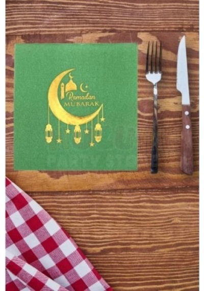 Ramazan Temalı Yaldız Baskılı Peçete Bej