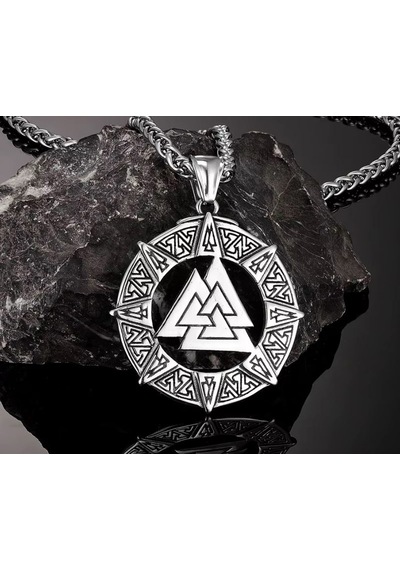 Paslanmaz Çelik Valknut Güç Simgesi Viking Kolye Paslanmaz Çelik Valknut Güç Simgesi Viking Kolye