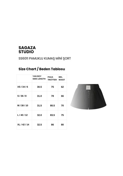 Sagaza Studio Ss6011 Kumaş Mini Şort Siyah