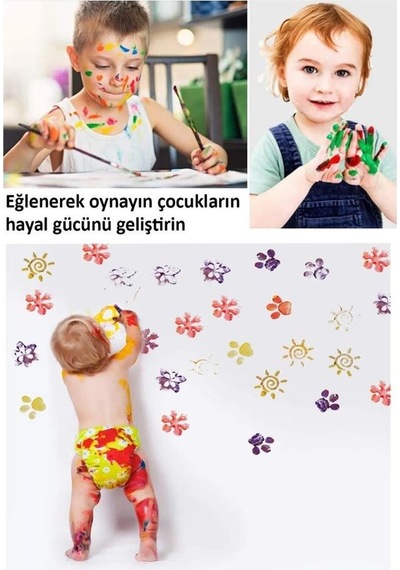 Parmak Boyası Ponpon Sünger Tampon Fırça Küp Eva Baskı Seti Sünger Rulo 26 Parça 1 Paket Südor Parmak Bpyası Baskı Seti