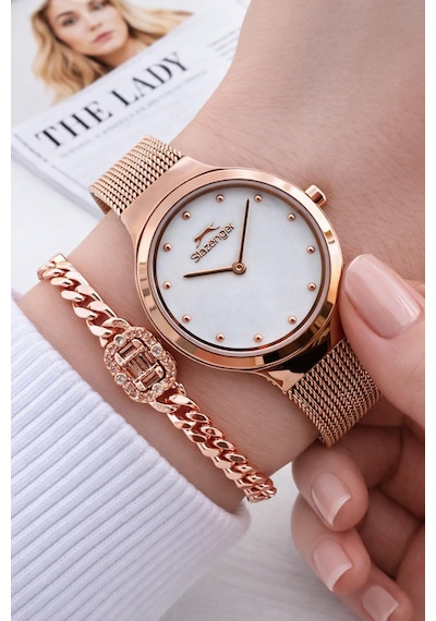 Slazenger Çelik Kordon 2 Yıl Garantili 5 Atm Bileklik Hediyeli Kadın Kol Saati Bsl9.2487.420 Rose Gold