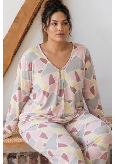 Siyah İnci Desenli Büyük Beden Battal Boy Viskon Örme Pijama Takım 26224856 Çok Renkli Siyah İnci Desenli Büyük Beden Battal Boy Viskon Örme Pijama Takım 26224856 Çok Renkli