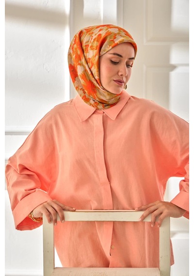 Silk Home Velora Eşarp 161001-09 Yeşil, Turuncu, Gümüş, Kiremit