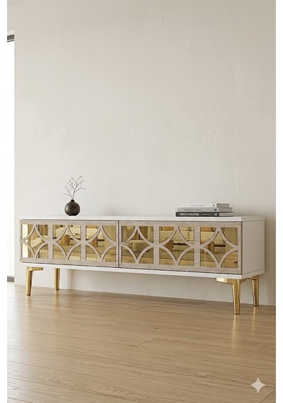 Tsa1236btg Öz Tv Sehpası Beyaz-traverten-gold 180cm Tsa1236btg Öz Tv Sehpası Beyaz-traverten-gold 180cm