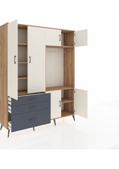 Hyperion Gardrop 7 Raflı 3 Çekmeceli Tek Askılı 176x44x221 Çam-aytaşı/antrasit Aytaşı/antrasit Hyperion Gardrop 7 Raflı 3 Çekmeceli Tek Askılı 176x44x221 Çam-aytaşı/antrasit Aytaşı/antrasit