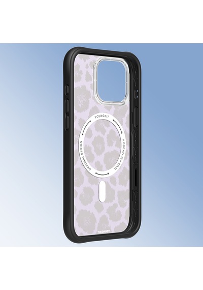 Apple iPhone 16 Pro Max Uyumlu Kılıf M-safe Şarj Özellikli Youngkit Leopard Serisi Kapak Mor