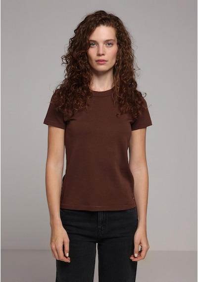 Colins Slim Fit Yuvarlak Yaka Düz Kadın Kahverengi Kısa Kol Tişört Cl1068567 Q1.v2 Brw Kahverengi