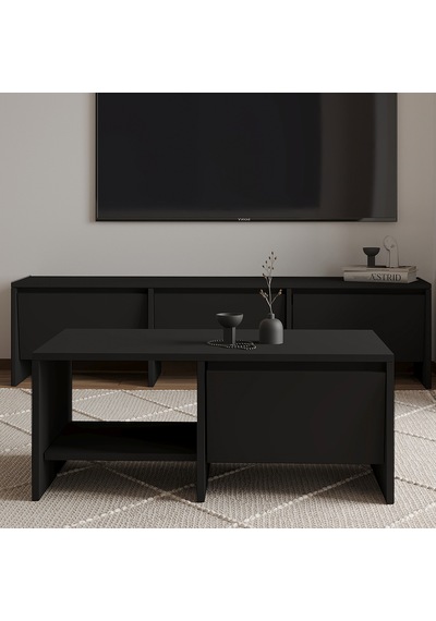 Laris Kapaklı Orta Sehpa 90 Cm Modern Tasarım Siyah