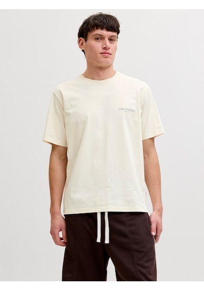 Jack & Jones Montauk Allover Print Erkek Krem Tişört 12292148-anw