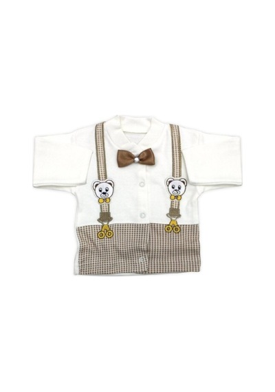 Bambinoo Bambino Beyaz- Kahve Erkek Bebek Papyonlu Damat 5'li Hastane Çıkış Seti 0 - 3 Ay Beyaz- Kahverengi