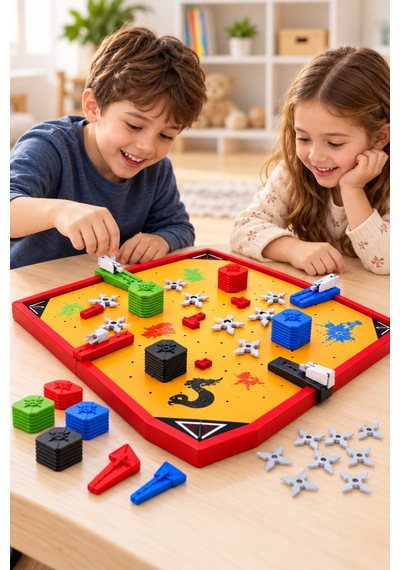 Shuriken Arena Eğlenceli Ninja Atış Oyunu 26 Cm 4 Takımlı 3 Zorluk Seviyeli 23 Parça Oyuncak Set