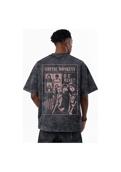 Sevbano Tasarım Arctic Monkeys Müzik Grubu Baskılı Unisex Oversize Eskitm Siyah