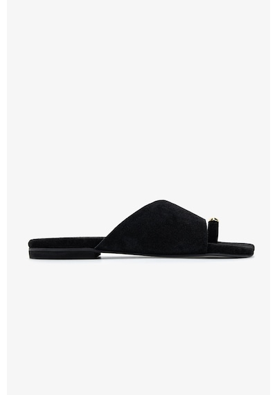 Valmenti Kadın Hakiki Deri Siyah Süet Düz Terlik 1141 415 Bn Trlk Y26 Black Suede