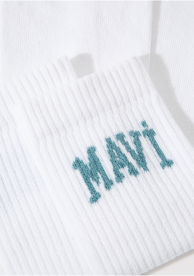 Mavi - Mavi Logo Detaylı Beyaz Soket Çorap 1912726-21649 Beyaz