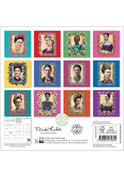Frida Kahlo Mini Wall Calendar 2024 Art Calendar Çok Renkli