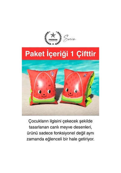 Meyve Desen Güvenli 5-12 Yaş Çocuklar İçin Yüzme Kolluk Deniz Havuz Şişme Kolluğu Yüzücü Hava Odalı