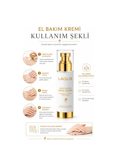 Lágus Besleyici Hızlı Emilim Ultra Hafif Yağsız Doku El Bakım Kremi