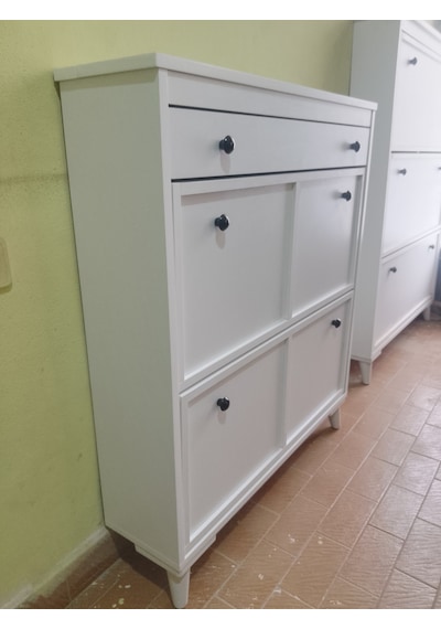 Düşer Kapak Ayakkabılık Beyaz