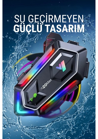 Y20 Max Telsiz Özellikli İki Kişi Bağlantılı 5.3 Motosiklet Kask Kulaklık Rgb Motorsiklet Interkom