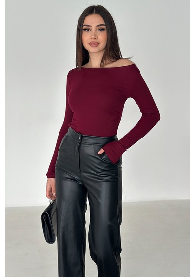 Noa & Noa Kadın Omuz Açık Fit Bluz Burgundy Glow bordo Noa & Noa Kadın Omuz Açık Fit Bluz Burgundy Glow bordo