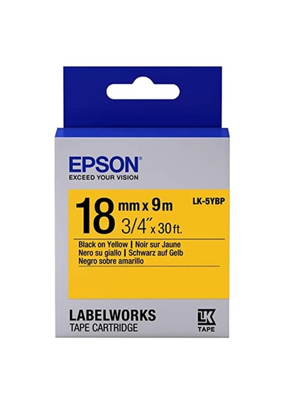 Epson Lk-5ybp Pastel Sarı Üzeri Siyah 18mm 9metre